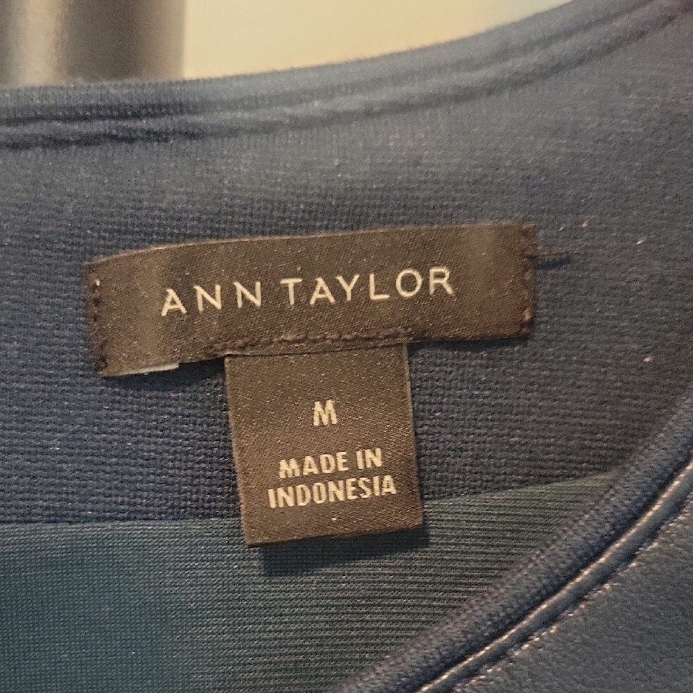 Ann Taylor Faux Leather Mixed Media Shift Dress - Picture 3 of 7